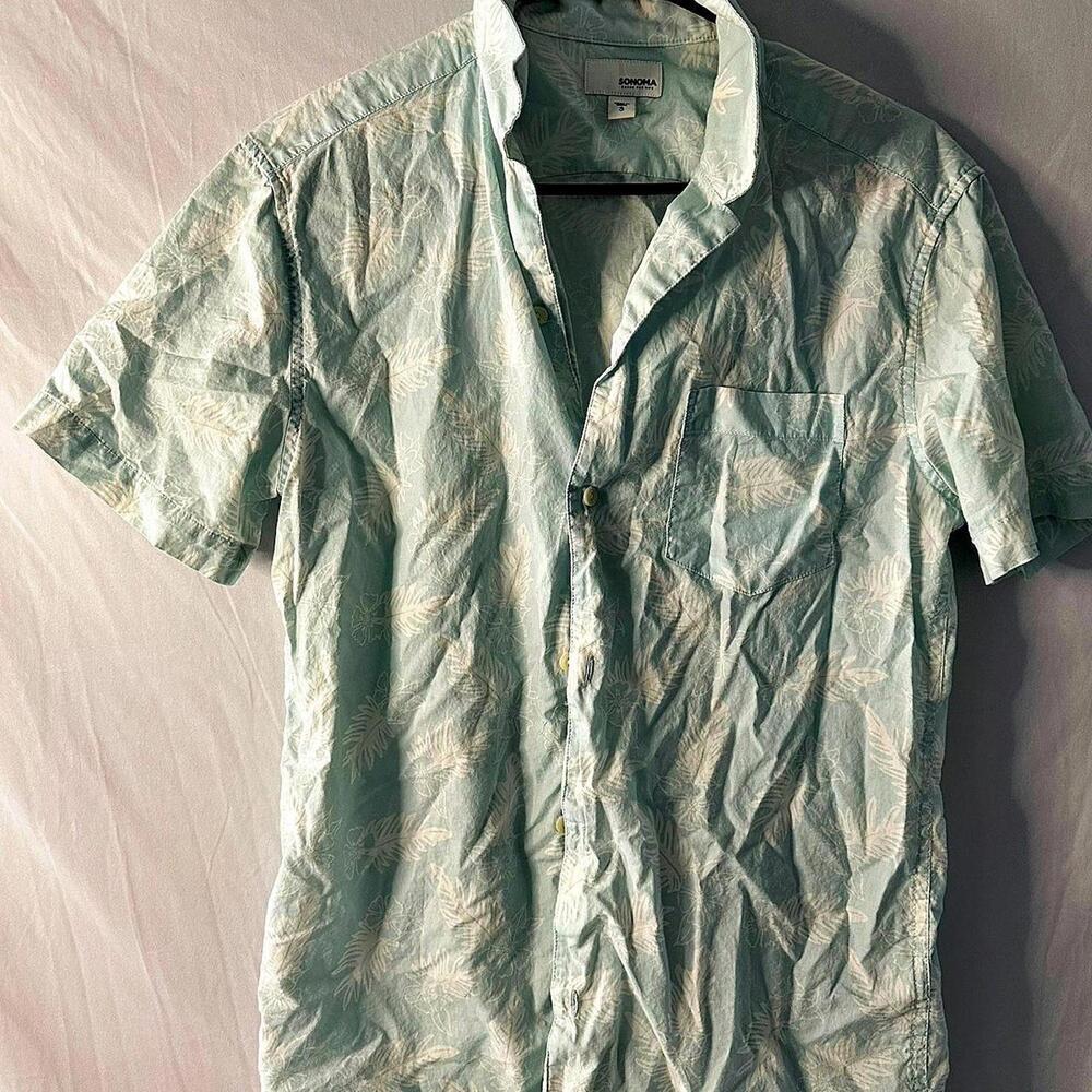 Sonoma Goods for Life Men's Blue and Green Shirt